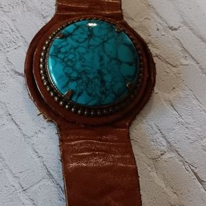 Vintage turqoise leather bracelet
